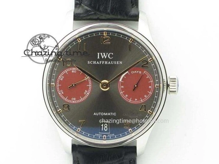 MIROTIME 0407 Portuguese IW544404 SS Gray Dial On Black Leather Strap A Practical 7259